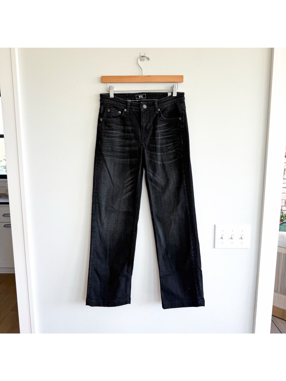 Mac Jeans Rich Carla Acid Wash Denim Casual High Rise Wide Leg Jeans Black 34